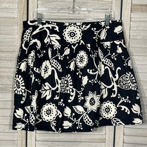 LOFT Mini Skirt 100% Cotton Black/White Floral-10